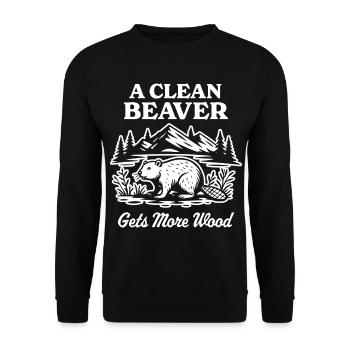Un castor propre obtient plus de bois - Sweat-shirt Unisexe - noir - Devant - Alina (178cm) & Michal (187cm)