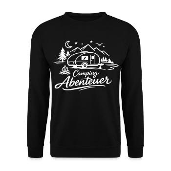 Camping Abenteuer - Unisex Pullover - Schwarz - Vorne - Alina (178cm) & Michal (187cm)