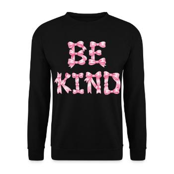 Be Kind Pink Bow T-Shirt Coquette Ästhetik - Unisex Pullover - Schwarz - Vorne - Alina (178cm) & Michal (187cm)