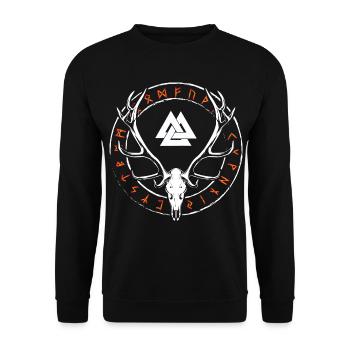 Nœud nordique - bois runiques en cercle runique - Sweat-shirt Unisexe - noir - Devant - Alina (178cm) & Michal (187cm)