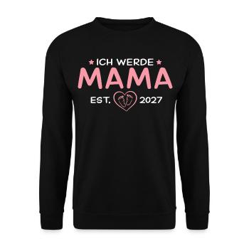 Ich werde Mama 2027 – Schwangerschaft Verkündung - Unisex Pullover - Schwarz - Vorne - Alina (178cm) & Michal (187cm)