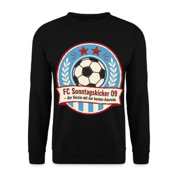 FC Sonntagskicker 09 - Unisex Pullover - Schwarz - Vorne - Alina (178cm) & Michal (187cm)
