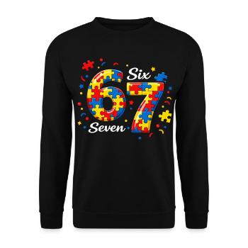 67 Jahre Alt Retro Autismus Puzzle Geburtstag Desi - Unisex Pullover - Schwarz - Vorne - Alina (178cm) & Michal (187cm)