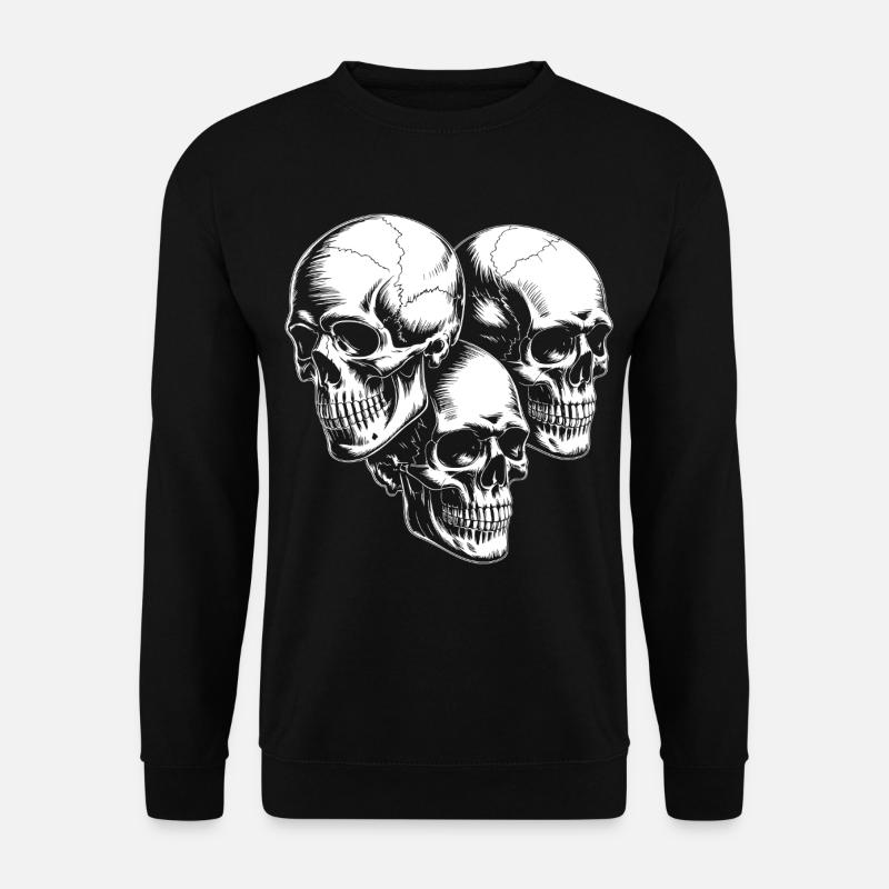 Dreifach Totenschädel Silhouette - Unisex Pullover - Schwarz