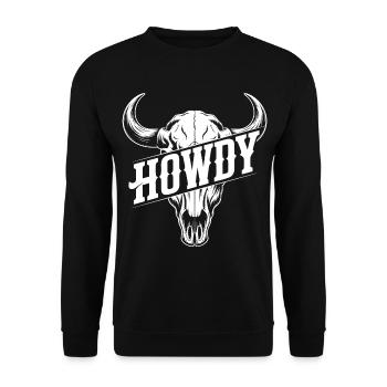 Howdy Skull Western Print - Unisex Sweatshirt - black - Front - Alina (178cm) & Michal (187cm)