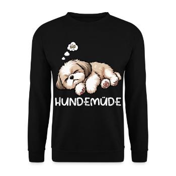 Hundemüde Shih tzu Shih tzus Shih tzu Besitzer  - Unisex Pullover - Schwarz - Vorne - Alina (178cm) & Michal (187cm)