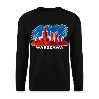 Warschau Skyline Kunst – Warszawa Silhouette - Unisex Pullover - Schwarz - Vorne - Alina (178cm) & Michal (187cm)