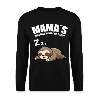 Muttertagsgeschenke für Mama – Lustiges Faultier - Unisex Pullover - Schwarz - Vorne - Alina (178cm) & Michal (187cm)