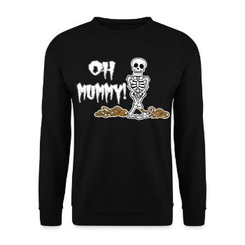 Oh Mummy! Witziges Halloween Skeleton - Unisex Pullover - Schwarz - Vorne - Alina (178cm) & Michal (187cm)