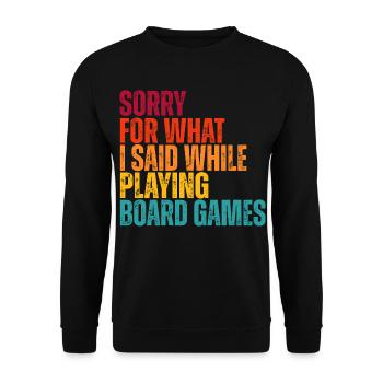Désolé pour ce que j’ai dit : jeux de société - Sweat-shirt Unisexe - noir - Devant - Alina (178cm) & Michal (187cm)