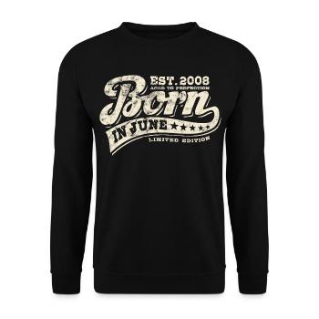 Born in June 2008 - Geburtstag - Geschenk - Unisex Pullover - Schwarz - Vorne - Alina (178cm) & Michal (187cm)