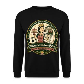 Mama Vereinsheim Queen - Unisex Pullover - Schwarz - Vorne - Alina (178cm) & Michal (187cm)
