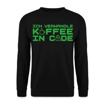 Informatik Verwandle Kaffee in Code Programmierer - Unisex Pullover - Schwarz - Vorne - Alina (178cm) & Michal (187cm)