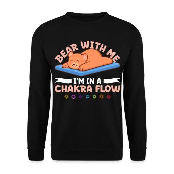 Humour de chakra - Ours dans le flux d’énergie - Sweat-shirt Unisexe - noir - Devant - Alina (178cm) & Michal (187cm)