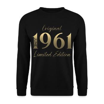 Cadeau du 66e anniversaire Millésime juin 1961 - Sweat-shirt Unisexe - noir - Devant - Alina (178cm) & Michal (187cm)