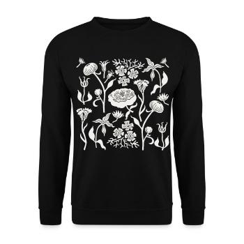 Peonies Forever L Botanical Peonies L White Ecru - Unisex Sweatshirt - black - Front - Alina (178cm) & Michal (187cm)
