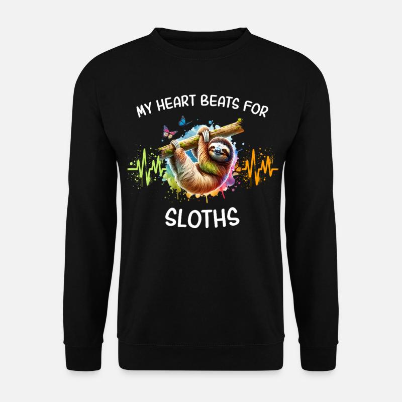 Sloth Heart Line - Unisex Sweatshirt - black