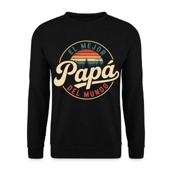 l Mejor Papá del Mundo Vintage Sunset - Unisex Pullover - Schwarz - Vorne - Alina (178cm) & Michal (187cm)