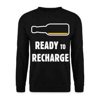 Ready To Recharge (Bier / Bierchen / NEG 2C) - Unisex Pullover - Schwarz - Vorne - Alina (178cm) & Michal (187cm)