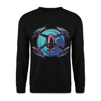 Neon Drohne  - Unisex Pullover - Schwarz - Vorne - Alina (178cm) & Michal (187cm)