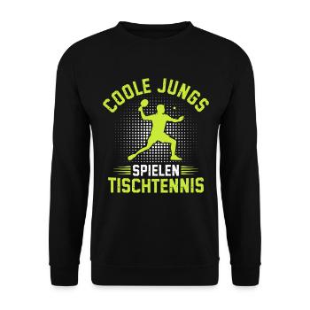 Coole Jungs Spielen Tischtennis  - Unisex Pullover - Schwarz - Vorne - Alina (178cm) & Michal (187cm)