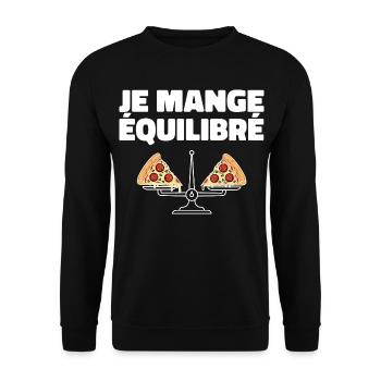 pizza Cadeau humour personnalisé - Sweat-shirt Unisexe - noir - Devant - Alina (178cm) & Michal (187cm)