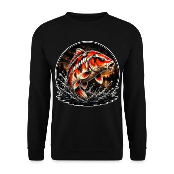 Red White Koi Splash Art Design - Unisex Sweatshirt - black - Front - Alina (178cm) & Michal (187cm)