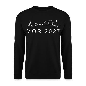 Maman 2027 Battement de cœur Grossesse Danois - Sweat-shirt Unisexe - noir - Devant - Alina (178cm) & Michal (187cm)