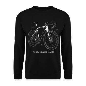 Rennrad Therapy Would Be Cheaper Spruch - Unisex Pullover - Schwarz - Vorne - Alina (178cm) & Michal (187cm)