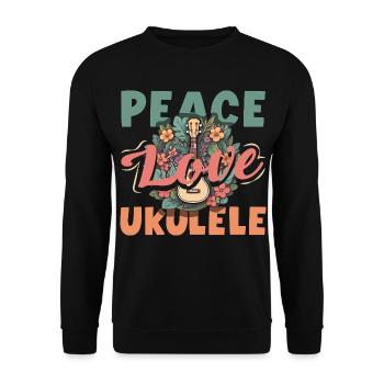 Peace Love Ukulélé Hippie Hawaii Music Music - Sweat-shirt Unisexe - noir - Devant - Alina (178cm) & Michal (187cm)