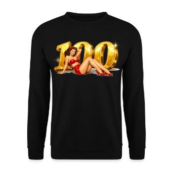 Pin-Up vintage : 100e anniversaire en or - Sweat-shirt Unisexe - noir - Devant - Alina (178cm) & Michal (187cm)