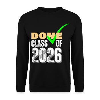 Done Class of 2026 Senior Graduation Check Mark - Unisex Sweatshirt - black - Front - Alina (178cm) & Michal (187cm)