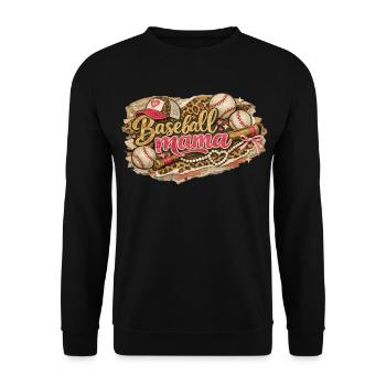 Baseball Mama Leopard – Grunge-Western-Stil - Unisex Pullover - Schwarz - Vorne - Alina (178cm) & Michal (187cm)
