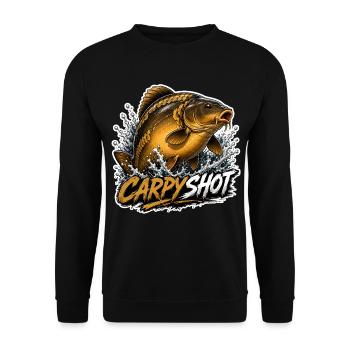 Carpyshot Mirror Carp Fishing Design - Unisex Sweatshirt - black - Front - Alina (178cm) & Michal (187cm)
