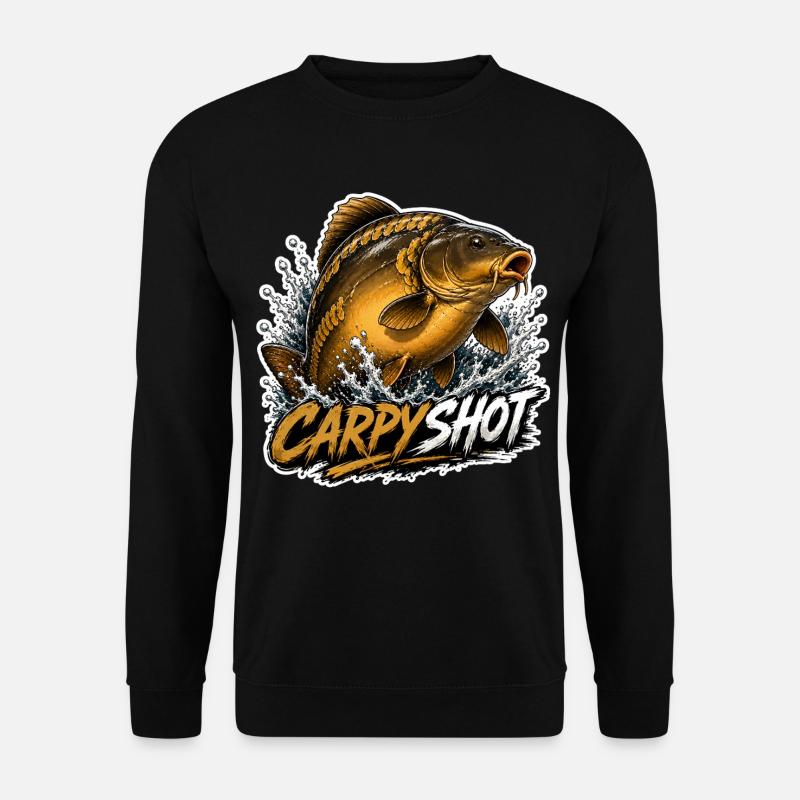 Carpyshot-Spiegel-Karpfenfischerei-Design - Unisex Pullover - Schwarz