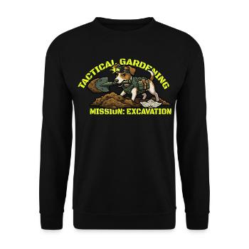 Taktischer Gartenhund: Mission Excavation - Unisex Pullover - Schwarz - Vorne - Alina (178cm) & Michal (187cm)