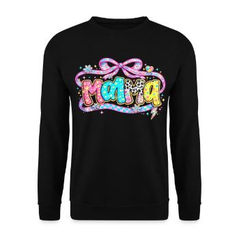 Mom Gift: Retro Mama Visual and Glitter - Unisex Sweatshirt - black - Front - Alina (178cm) & Michal (187cm)