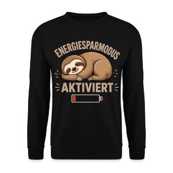 Faultier Energiesparmodus Aktiviert Shirt - Unisex Pullover - Schwarz - Vorne - Alina (178cm) & Michal (187cm)