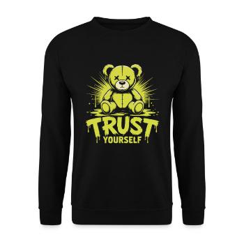 Trust Yourself Teddy Bear Streetwear Grunge - Unisex Sweatshirt - black - Front - Alina (178cm) & Michal (187cm)
