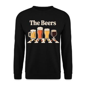 Bier Shirt mit Gläsern Geschenk für Pub Fans - Unisex Pullover - Schwarz - Vorne - Alina (178cm) & Michal (187cm)