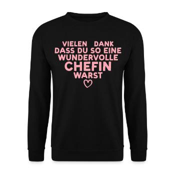Beste Chefin Abschied Jobwechsel Rente - Unisex Pullover - Schwarz - Vorne - Alina (178cm) & Michal (187cm)