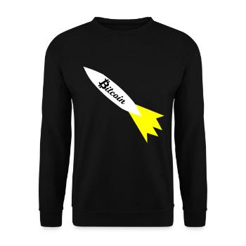 Bitcoin Rakete Druck - Unisex Pullover - Schwarz - Vorne - Alina (178cm) & Michal (187cm)
