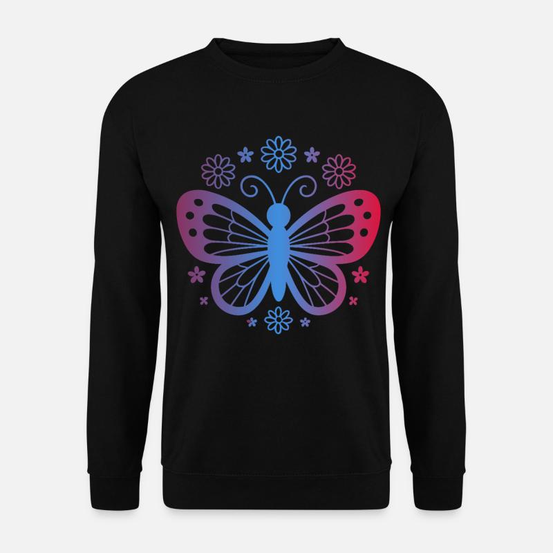 Gradient butterfly with flowers - Unisex Sweatshirt - black