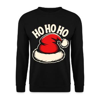 Ho Ho Ho Santa Hat - Unisex Pullover - Schwarz - Vorne - Alina (178cm) & Michal (187cm)