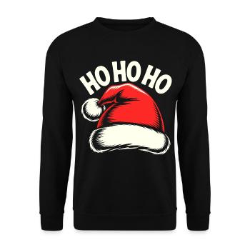 Weihnachtliches Santa-Hut Motiv - Unisex Pullover - Schwarz - Vorne - Alina (178cm) & Michal (187cm)