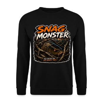 Snag Monster Karpfenfischen-Design - Unisex Pullover - Schwarz - Vorne - Alina (178cm) & Michal (187cm)