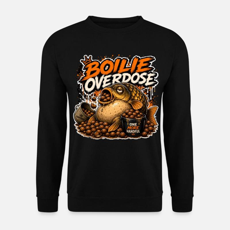 Boilie Overdose lustiges Karpfenfischen-Design - Unisex Pullover - Schwarz