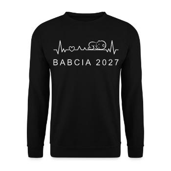 Oma 2027 Herzschlag Schwangerschaft Polnisch - Unisex Pullover - Schwarz - Vorne - Alina (178cm) & Michal (187cm)