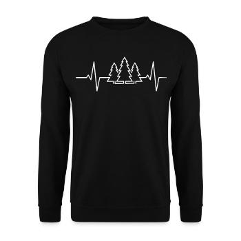 Forest Fir Heartbeat Heartbeat Pulse Nature - Unisex Sweatshirt - black - Front - Alina (178cm) & Michal (187cm)