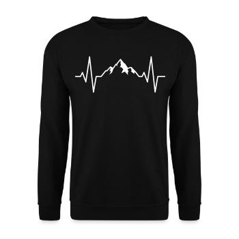 Mountain Heartbeat Heartbeat Pulse Alpine - Unisex Sweatshirt - black - Front - Alina (178cm) & Michal (187cm)